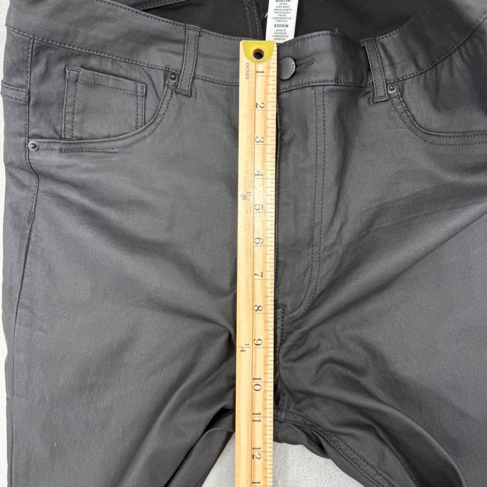 H&M &Denim Curvy Jeggings Women's Size 12 Ultra High Waist Coated Black Ankle - Picture 13 of 14